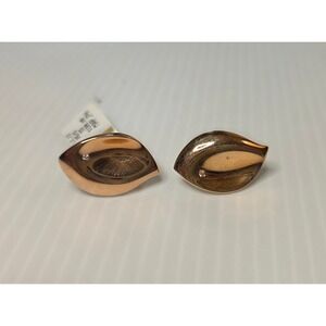 Charles Garnier Paris Rose Gold Vermeil 925 Silver Leaf Earrings Broken Post